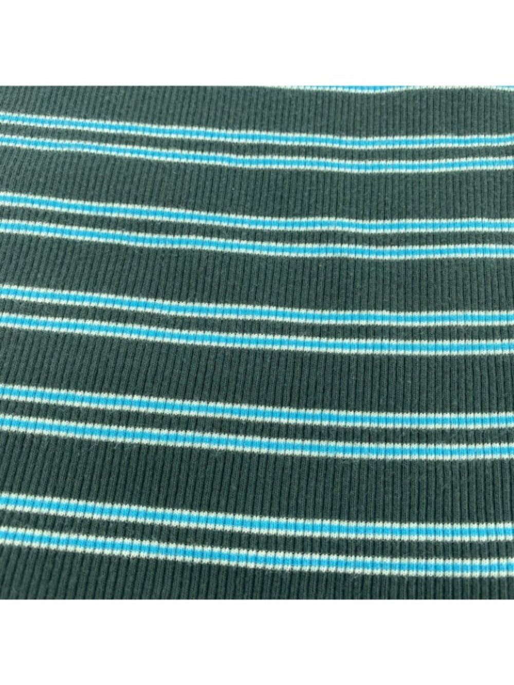 Aerie Women’s Size XL Green White Blue Striped Rib Knit Crop Tank Top Raw Hem - Picture 10 of 10